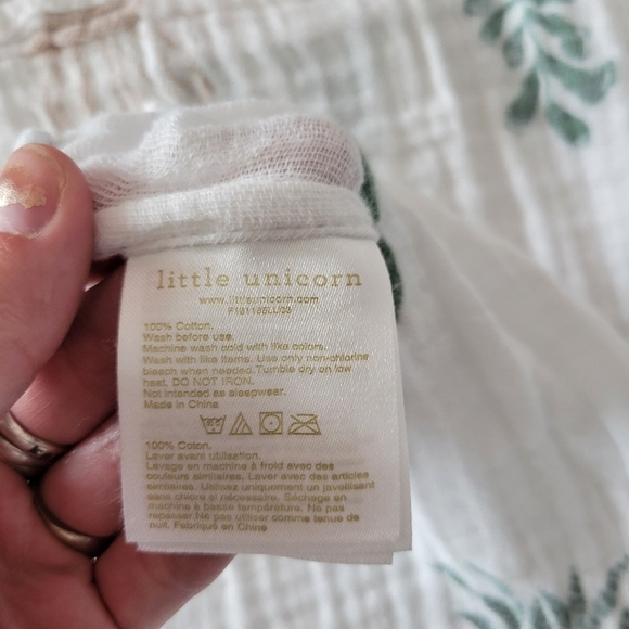 Little Unicorn White Cotton Swaddle Blanket Baby Unisex Plants Cactus Succulent - Picture 3 of 4